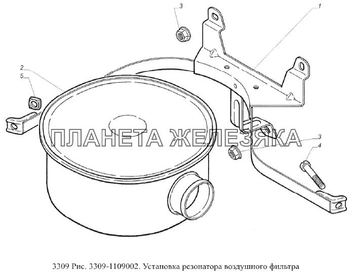 Установка резонатора воздушного фильтра ГАЗ-3309 (Евро 2)